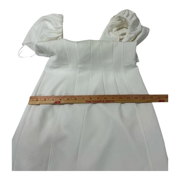French Connection Whisper Gathered Sleeve Mini Dress Size 2 Off-White - Picture 8 of 13